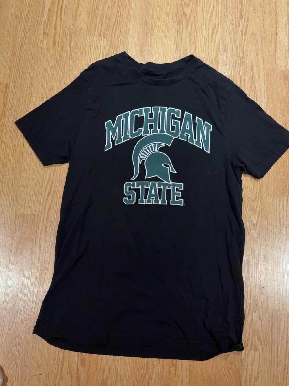 NCAA Michigan State Black Tee with Green Logo